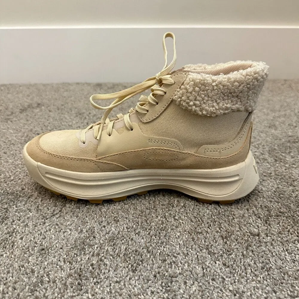 Sorel ONA 503 Mid Cozy Sneaker Boots Sherpa Cream Tan Womens Size 6.5 NL5047